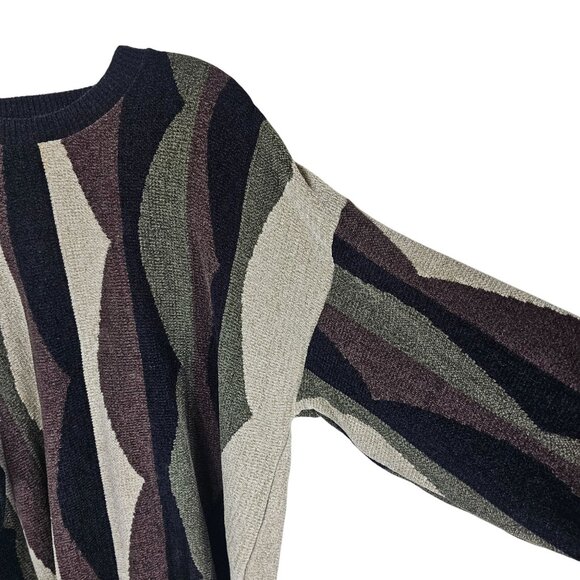 VTG Tundra Canada Abstract Knit Crewneck Sweater XL Eclectic Grandpa 90s Dad - Picture 3 of 7